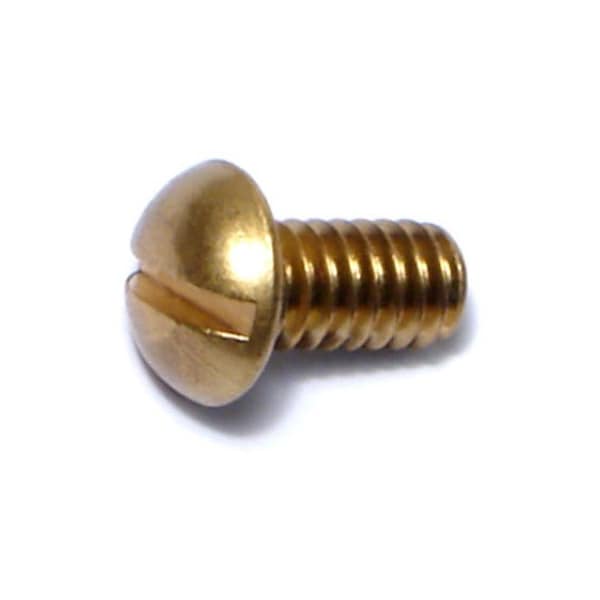 Midwest Fastener 1/4"-20 x 1/2 in Slotted Round Machine Screw, Plain Brass, 20 PK 61041 - main